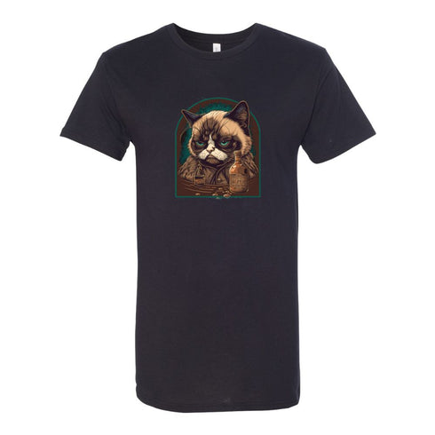 BELLA CANVAS MEN'S LONG BODY URBAN TEE 3006 Minimalistic illustration of character of cat. Bad morning
